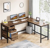 L Shaped Desk with File Drawer Cabinet