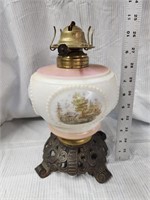 Pink and white vintage oil lamp