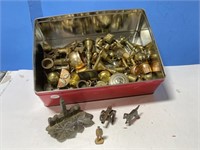 Biscuit Tin with vintage Copper & Brass Miniatures