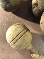 Vintage Dumbbell Set Wooden Hand Weights