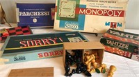 Monopoly 1961 Sorry Parcheesi Chess Pieces Board