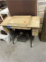 Antique Sewing Machine and Cabinet with Contents
