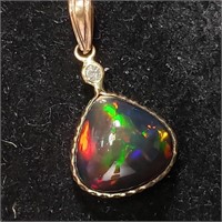 $1000 14K  Enhanced Black Opal(3.8ct) Diamond(0.07