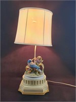 Vintage Andrea By Sadek Porcelain Bisque Bird Lamp