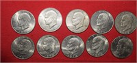 (10) Eisenhower Dollars 1971-D to 1976-D Mix