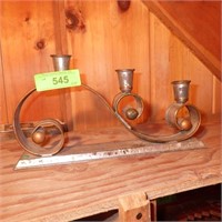TIN & COPPER CANDLE HOLDER 12 1/2"