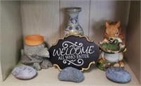 Welcome all who enter and garden figurines