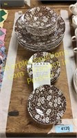 Staffordshire calico brown dishes