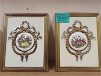 Four Porcelain Panels in Metal Frames