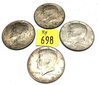 x4- Kennedy half dollars, 40% silver -x4 half