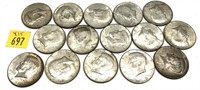 x15- Kennedy half dollars, 40% silver -x15 half
