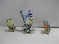 Three Numbered Bird Statues Tallest 4"