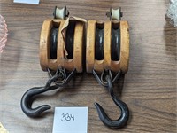 Pair of Wooden Pulleys