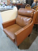 LEATHER LIKE BROWN PADDED ARM CHAIR