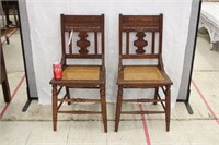 Pair of Eastlake Cane Bottom Chairs