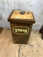 Vintage wooden trash box, dimensions are 13.5" x 1