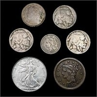 [7] Varied US Coinage (1843, 1870, 1903, 1915-S,