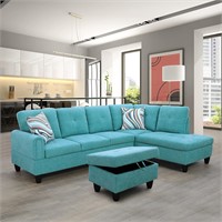 (READ) Andes Sectional Green - Left Arm Sofa Only