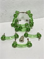 Antique Drawer Pulls - Green Glass
