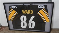 Framed Autographed Hines Ward Jersey
