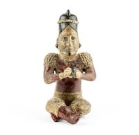 Pre-Columbian Jalisco Pottery Figure Holding Ball