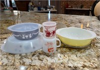 Misc Vintage Milk Glass Dishes, Pyrex, Glasbake,