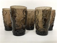 Five bumpy glass cups