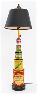 Folk Art Advertising Tin Can Table Lamp