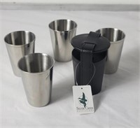 Set of Silver Creek Outfitters travel cups in case