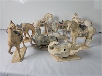 Eight vintage chalk horse sculptures 10"l x 3"w x