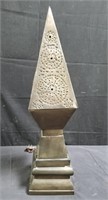 Stamped tin lamp