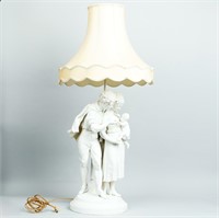 Antique Bisque Porcelain Sculpture Lamp
