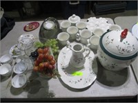 Dish set w/cups, platter, cookie jar, egg plate,