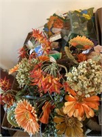 2 box lot of artificial flower arrangements and