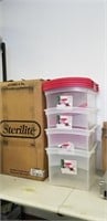 4 new Sterilite  box storage containers w/lids