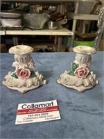 Vintage Candle holders with Rose