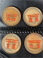 VTG MCM Japanese Pagoda Wooden Coasters $$$