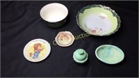 Hand Painted Bowls and Plates, Avon Soap Dish,