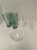 Drinking glasses and Pyrex dish