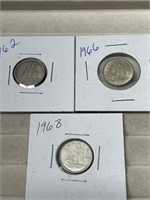 1962,1966 & 1968 Canadian 10 Cent Coins