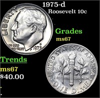 1975-d Roosevelt Dime 10c Grades GEM++ Unc