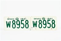 PAIR OF 1941 ONTARIO LICENSE PLATES