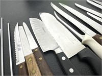 Assorted Kitchen Knives and Cutting Tools
