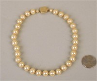 Possibly Faux Pearl Necklace, 14K Gold Clasp