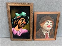 Vintage Framed Clown Art
