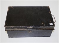 Early black painted tin cash box
