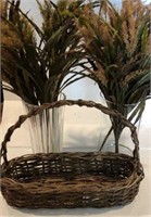 Artificial Wheat in Tall Glass Vases 10” H and