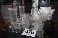 Misc. Glass Vases, Bottles, and Decanters