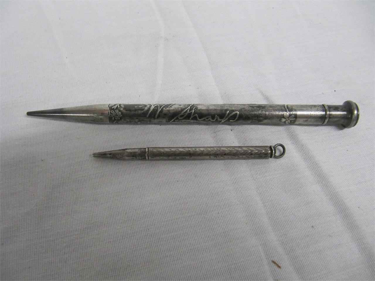 2 VINTAGE STERLING MECHANICAL PENCILS