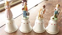 4 Norman Rockwell Bisque Porcelain Bells